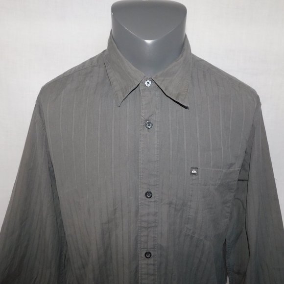 Quiksilver Mens L Gray Long Sleeve Button Front shirt - Picture 2 of 10
